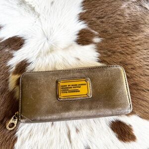 Marc Jacobs Metallic Bronze Wallet with Gold Plaque
